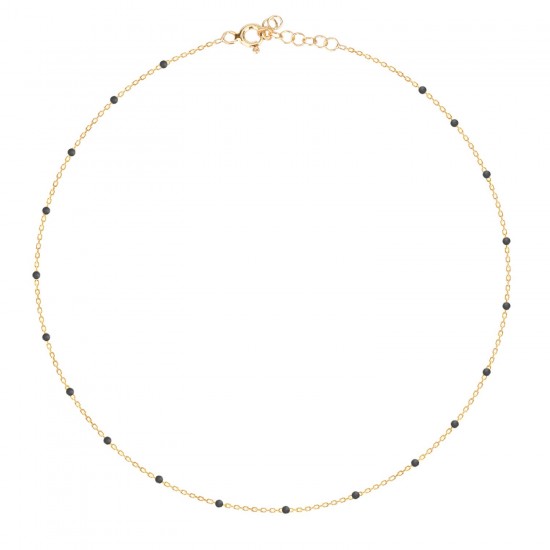 Black Enamel Gold Chain Necklace