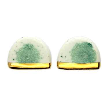 Green Speckles Stud Earrings by Nunako