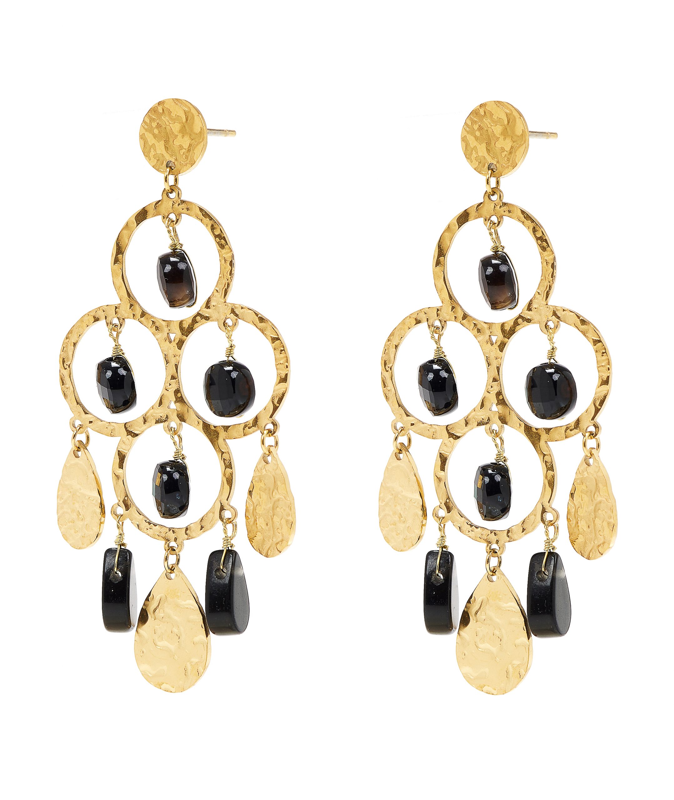 Black Stones and Coins Earring by TFD