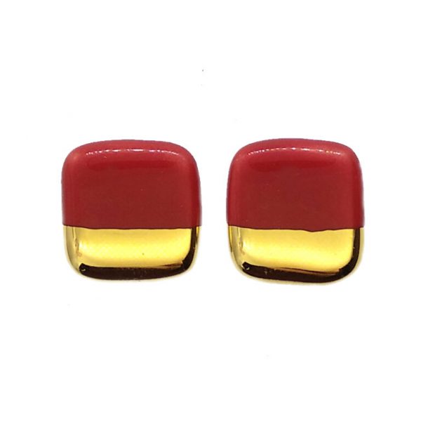 Red Stud Earrings by Nunako