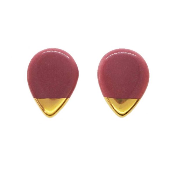 Red Plum Stud Earrings by Nunako