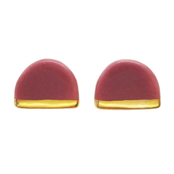 Red Plum Stud Earrings by Nunako