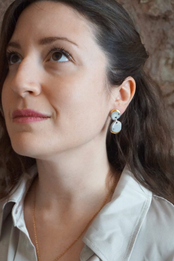 Kiveli Stud Earrings Stone White by Nunako
