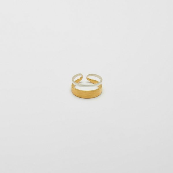Gold Twins Matte Ring by Xoutou's