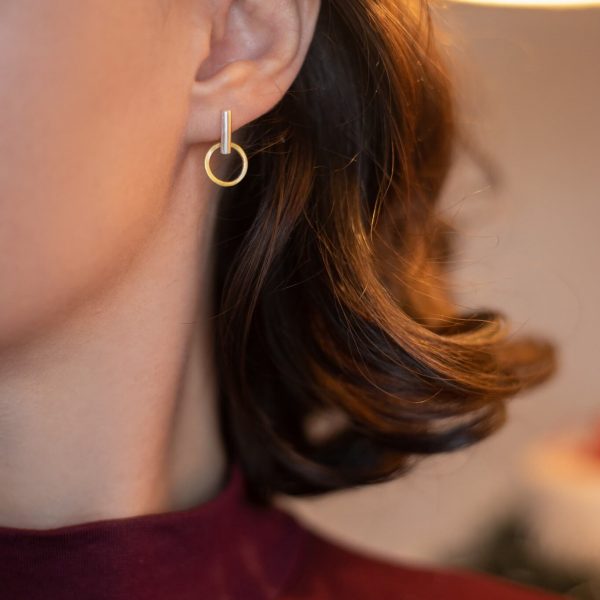 Gold and Silver Mini Barbell Earrings by Xoutou's