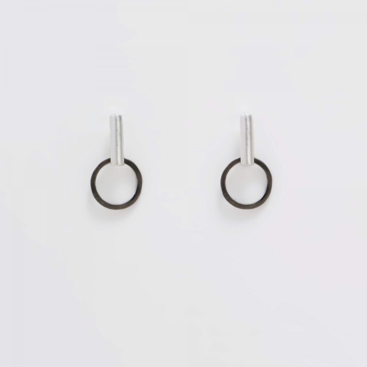 Silver and Black Mini Barbell Earrings by Xoutou's