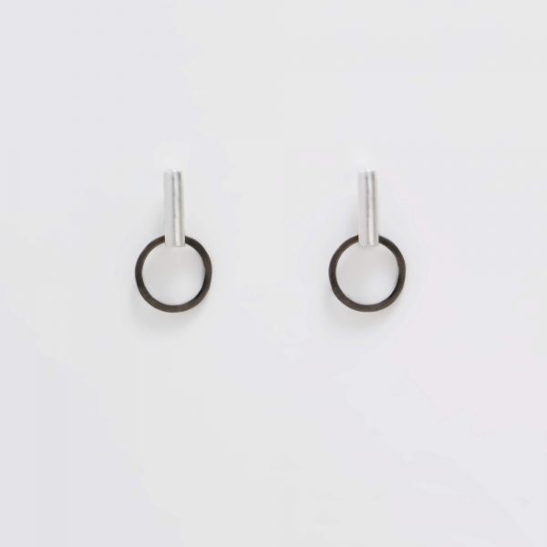 Silver and Black Mini Barbell Earrings by Xoutou's
