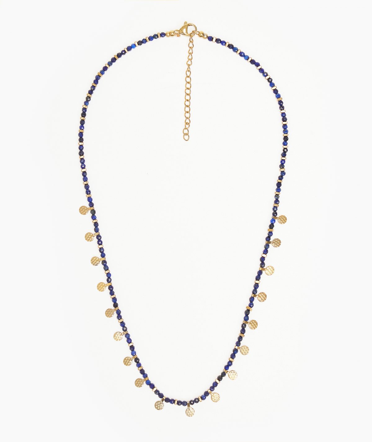 Blue Necklace with Gold Coins by TFD