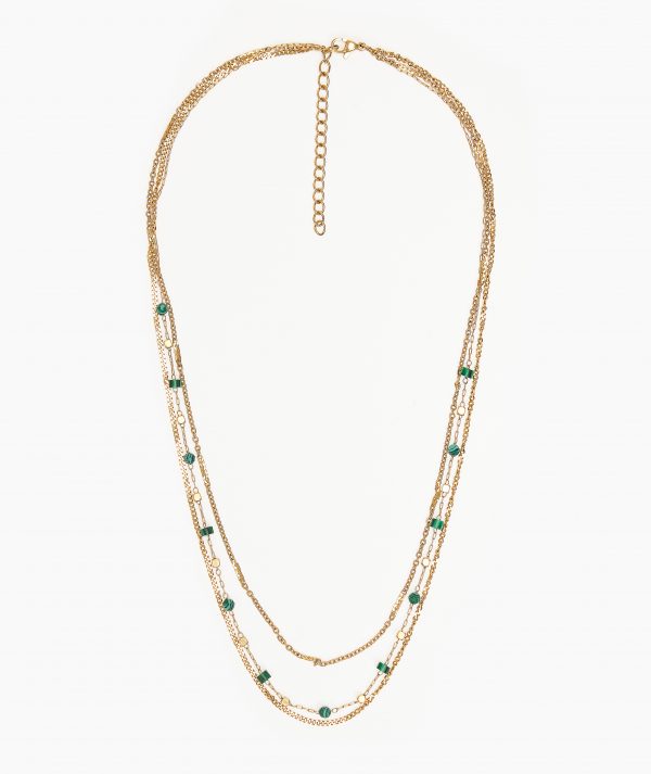 Triple Chain Malachite Necklace by TFD