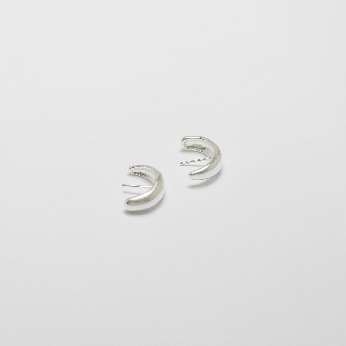 Silver Matte Ocean Stud Earrings by Xoutou's
