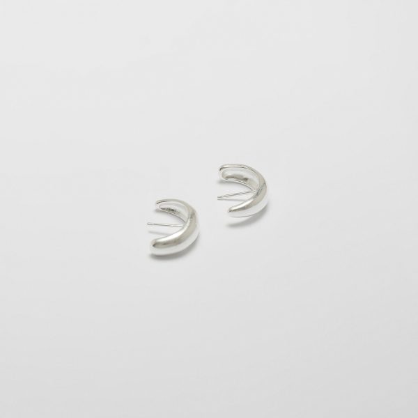 Silver Matte Ocean Stud Earrings by Xoutou's