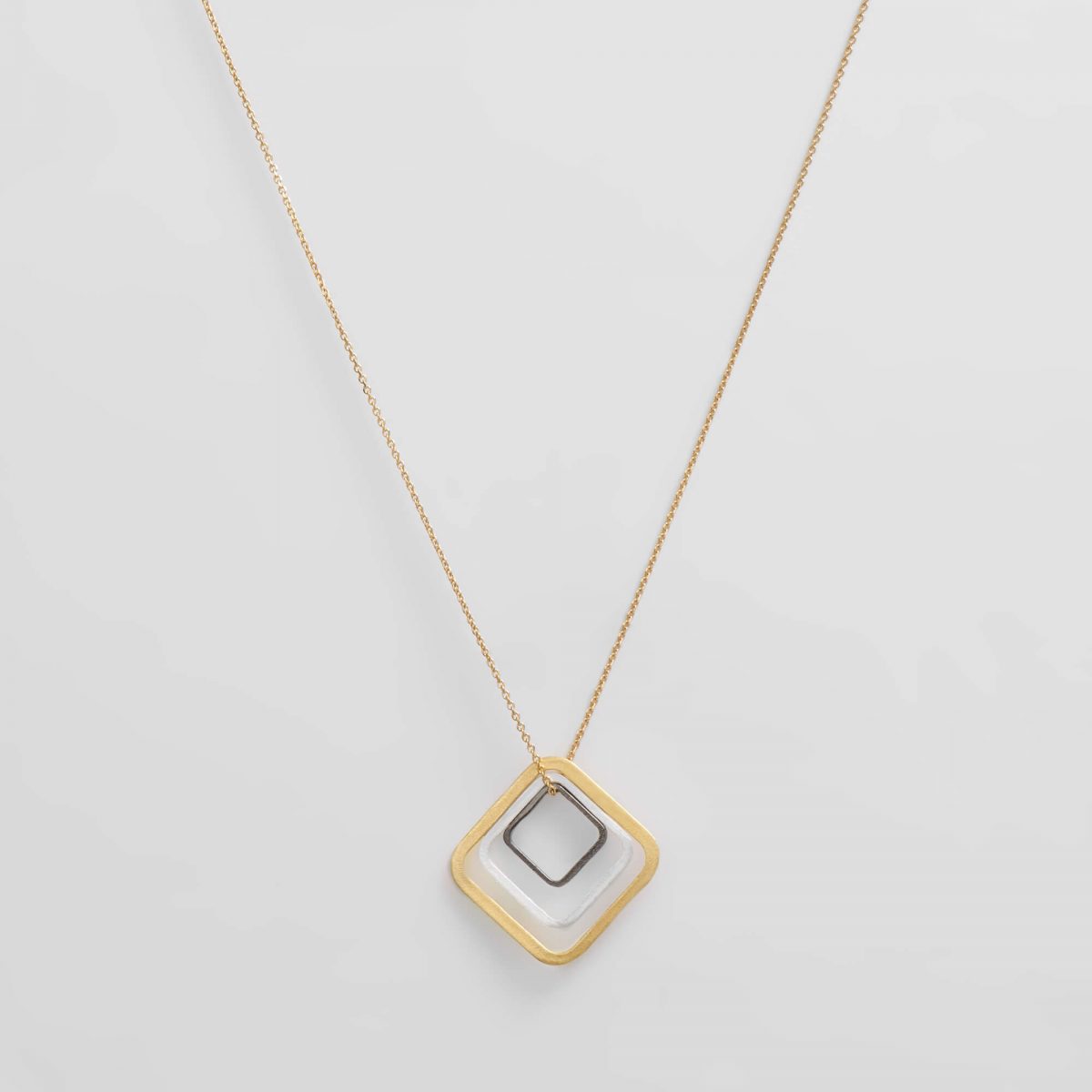 Gold Square Necklace by Xoutou's