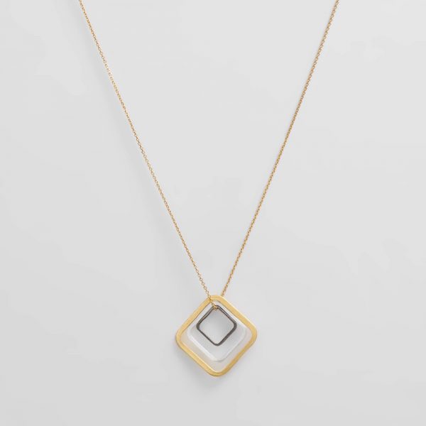 Gold Square Necklace by Xoutou's