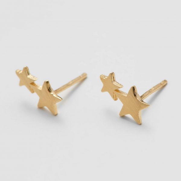 Double Star Gold Stud Earrings by Xoutou's