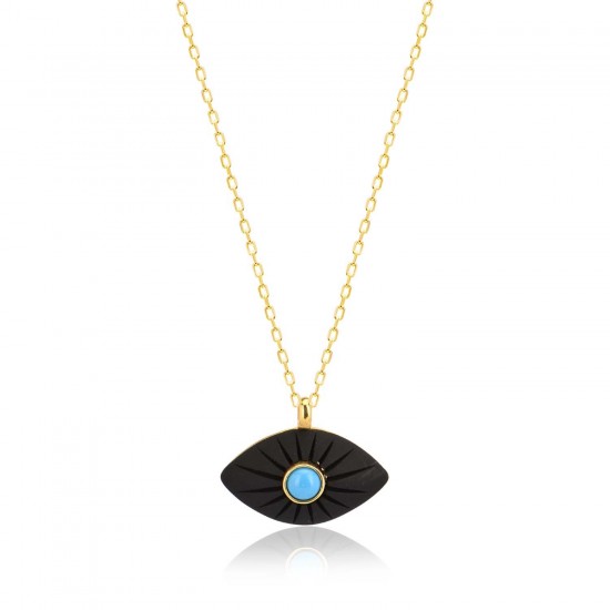 Blue Coral Evil Eye Necklace