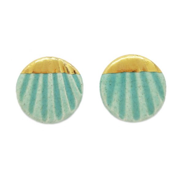 Shell Turquoise Stud Earrings by Nunako