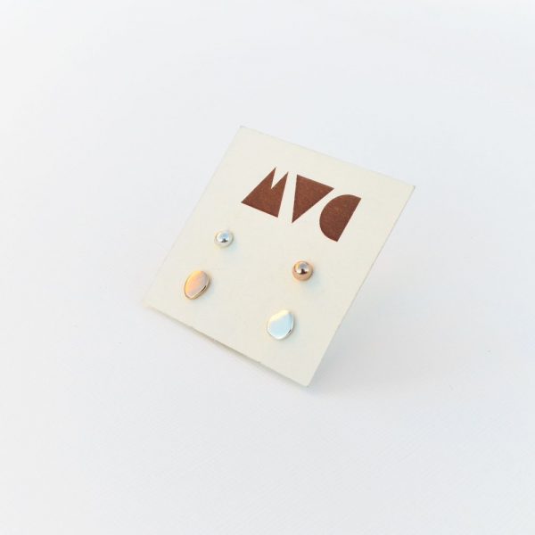 Dots & Spheres Studs Combo - Silver & Bronze by MTC