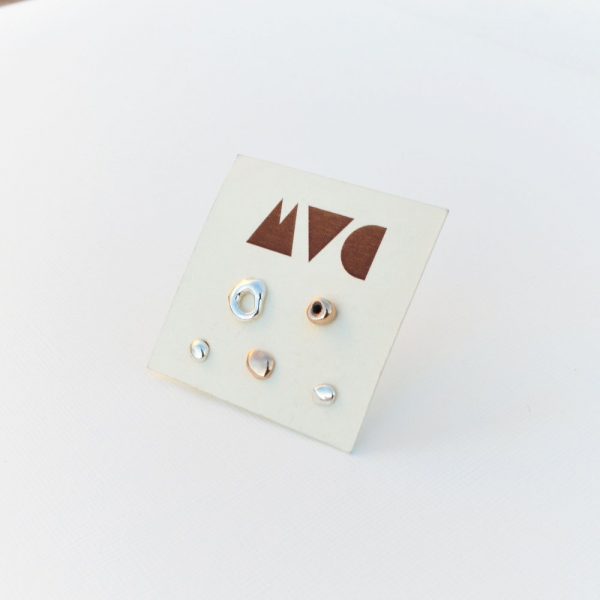 Mixed Shapes Studs Combo - Silver & Bronze by MTC