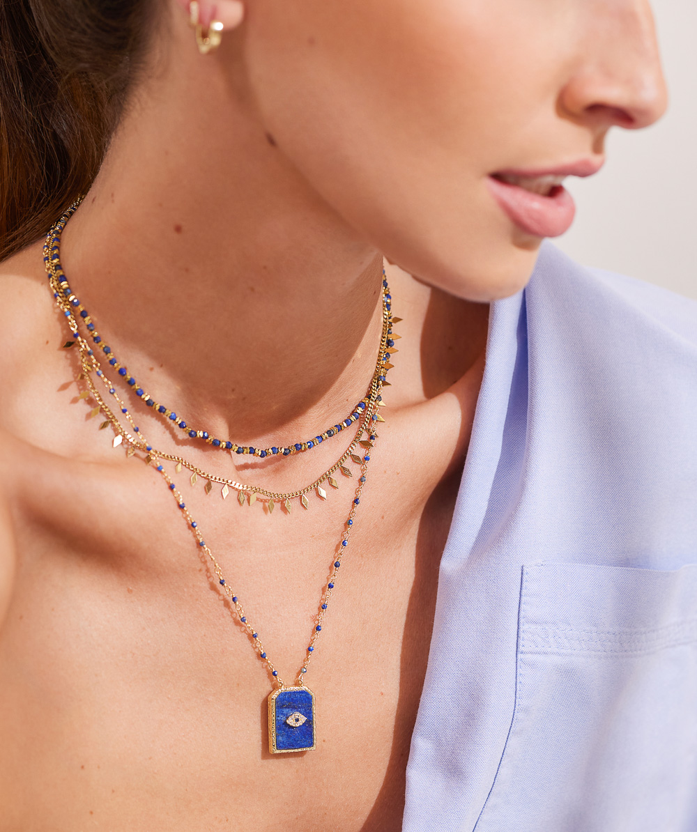 Blue Rectangle Eye Necklace by TFD