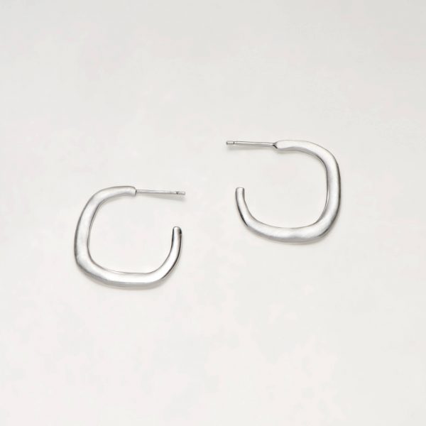 Silver Square Hoops by Xoutou's