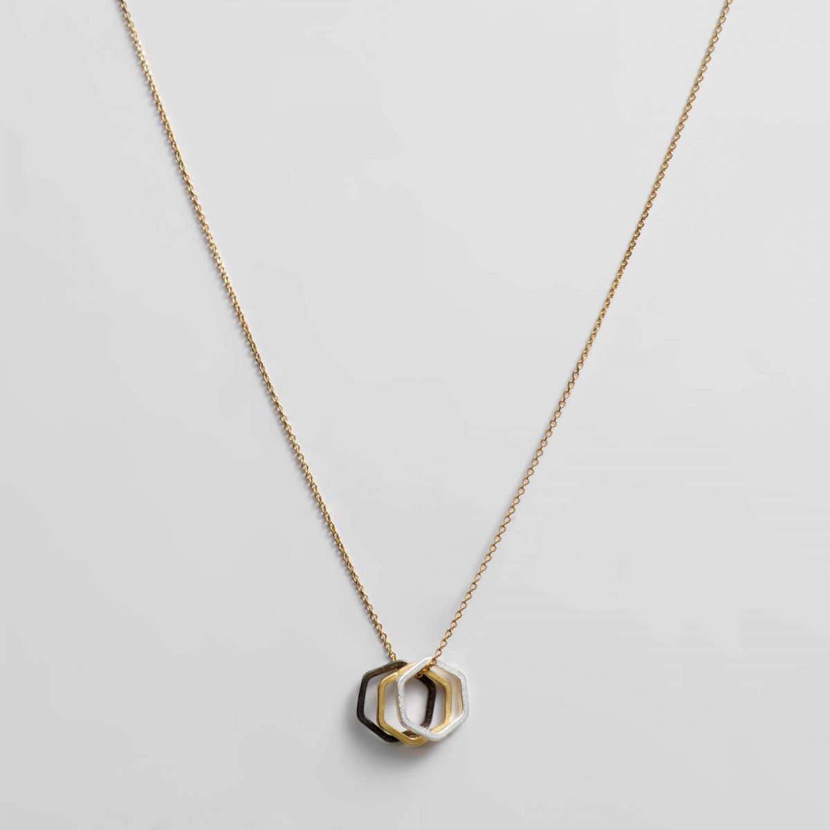 Gold Hexagon Necklace by Xoutou's