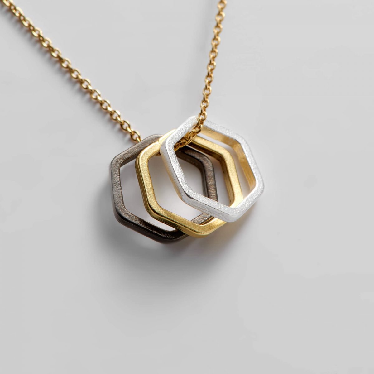 Gold Hexagon Necklace by Xoutou's