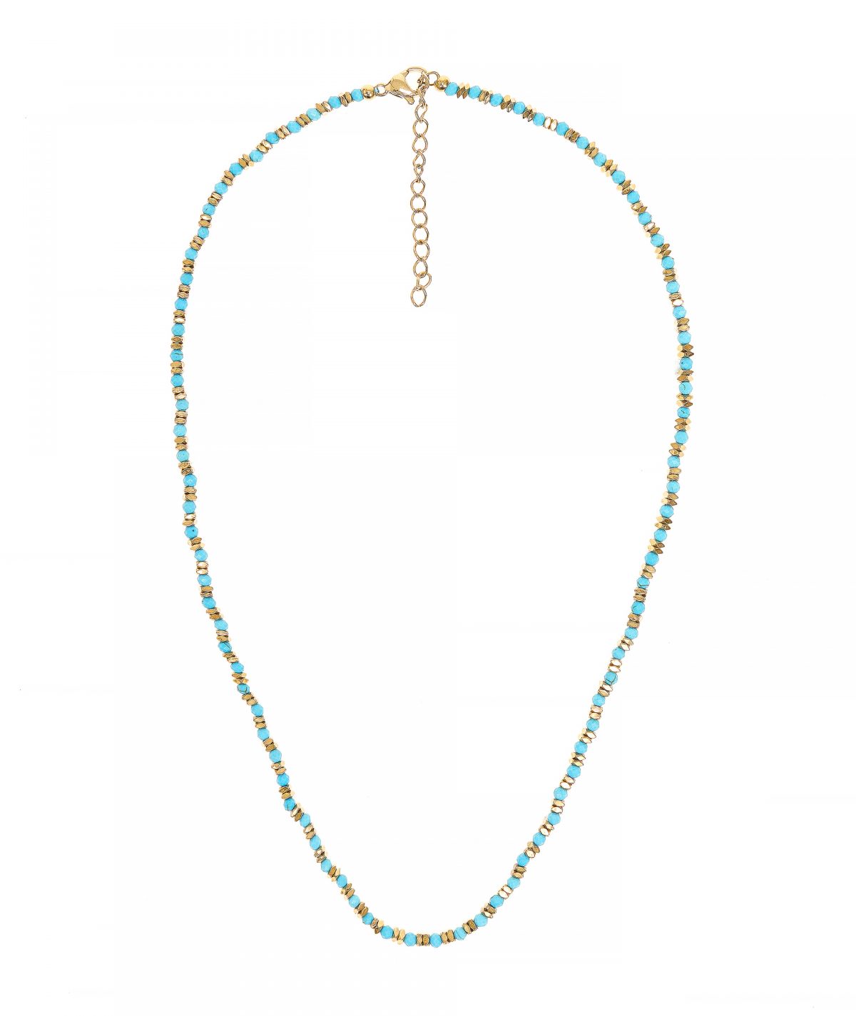 Turquoise and Gold Squares Necklace by TFD
