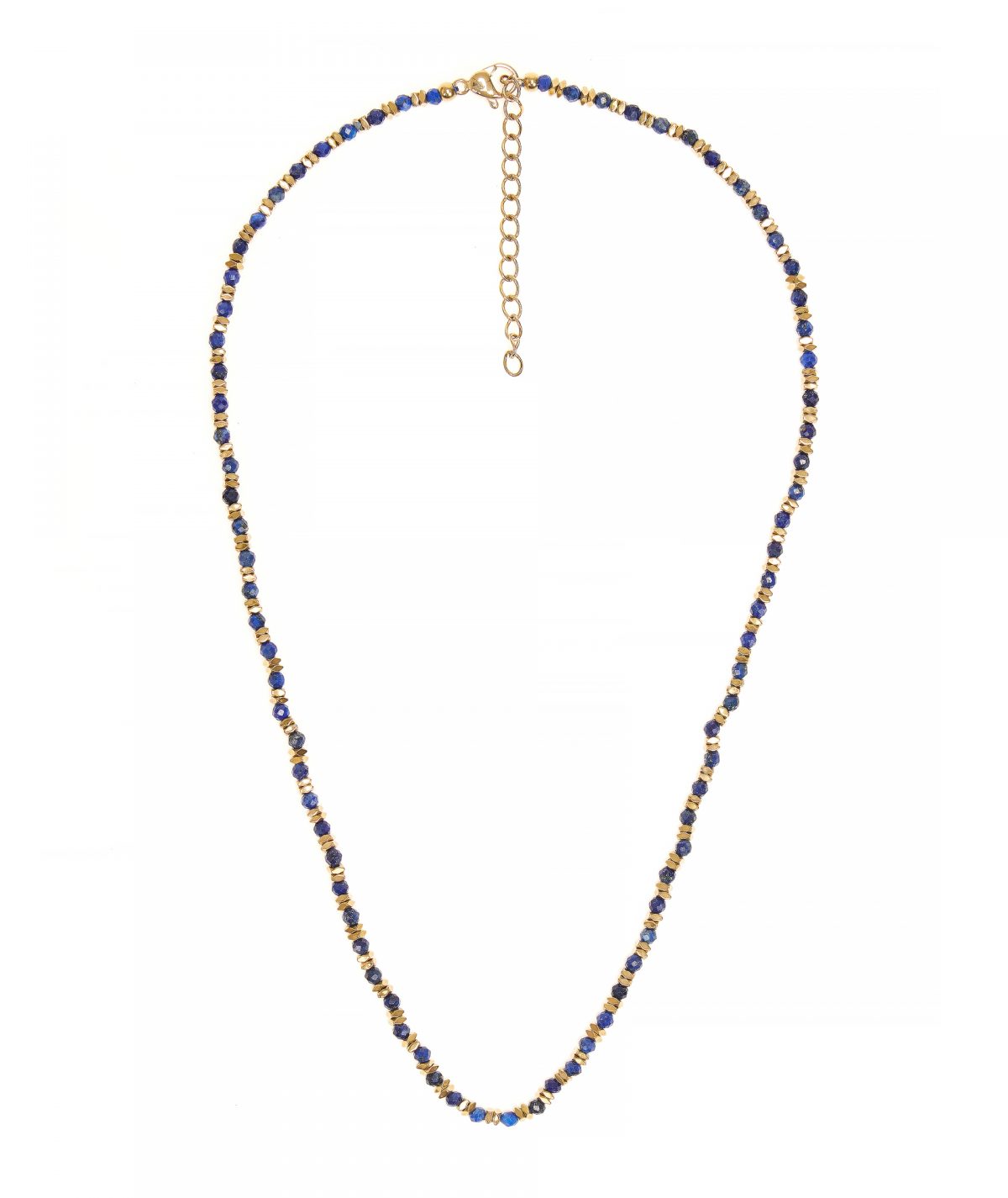 Blue Stones and Gold Squares Necklace by TFD