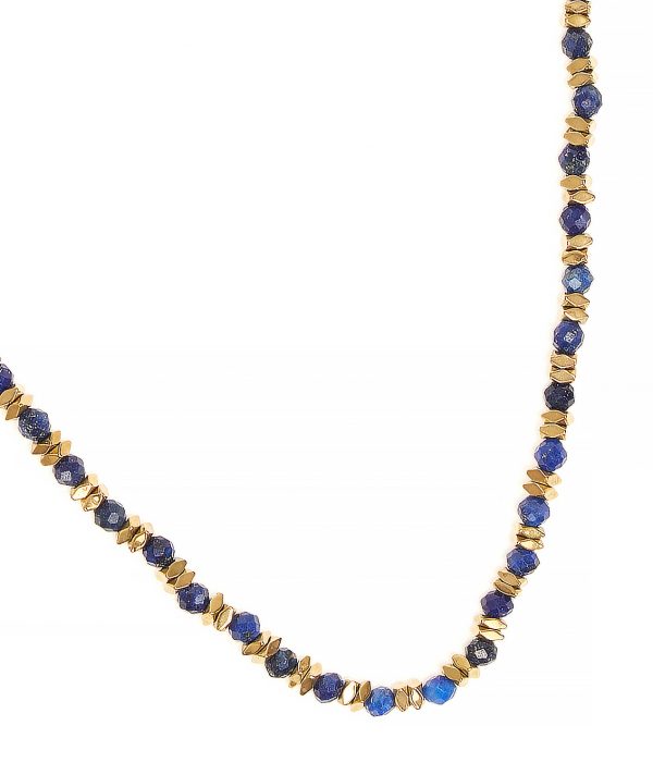 Blue Stones and Gold Squares Necklace by TFD