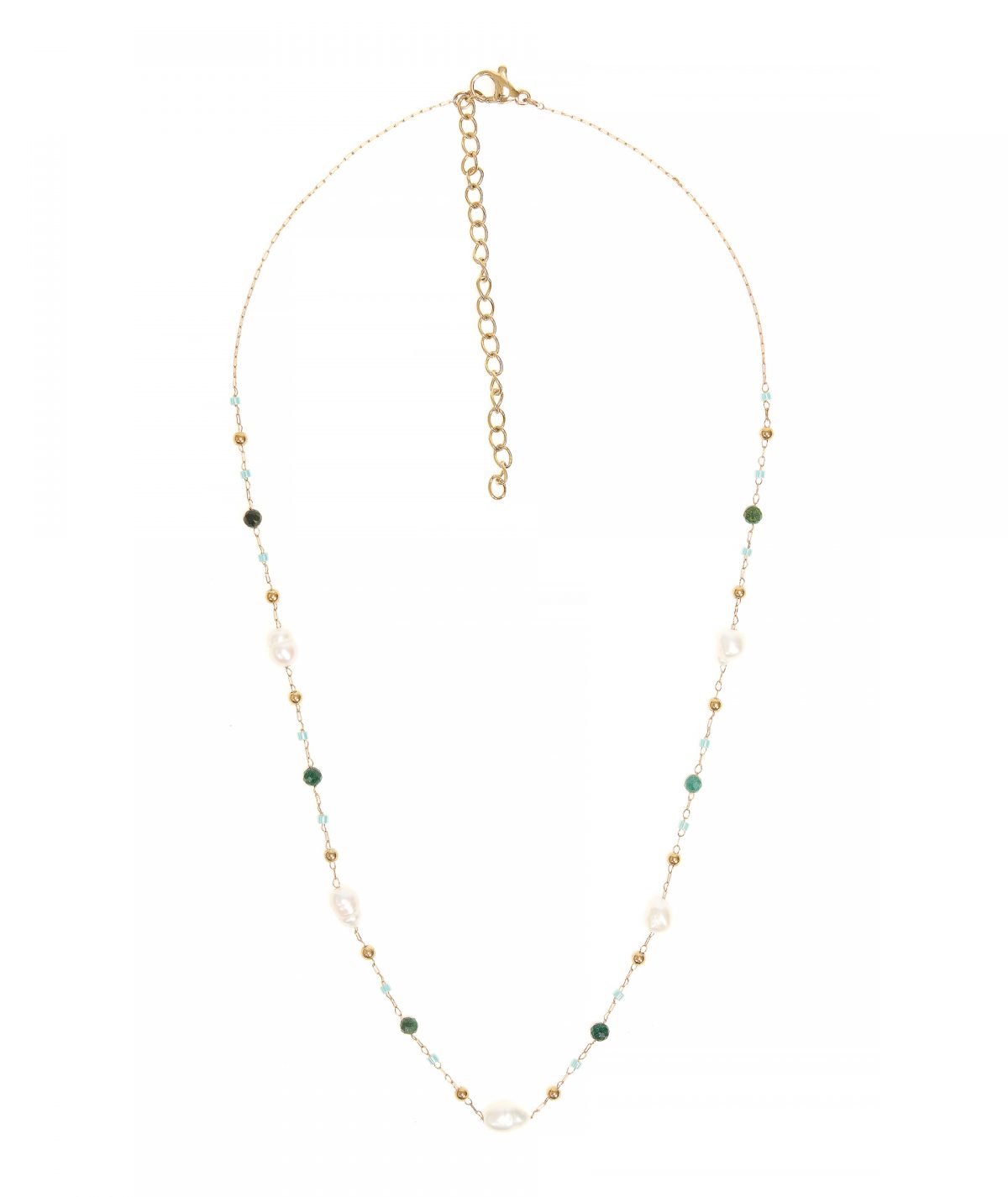 Pearls, Beads and Malachite Necklace by TFD