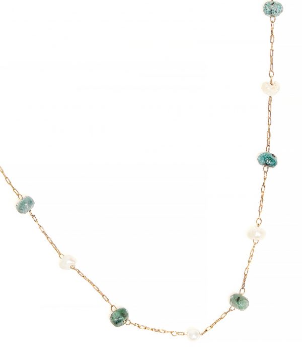 Pearls, Beads and Malachite Necklace by TFD