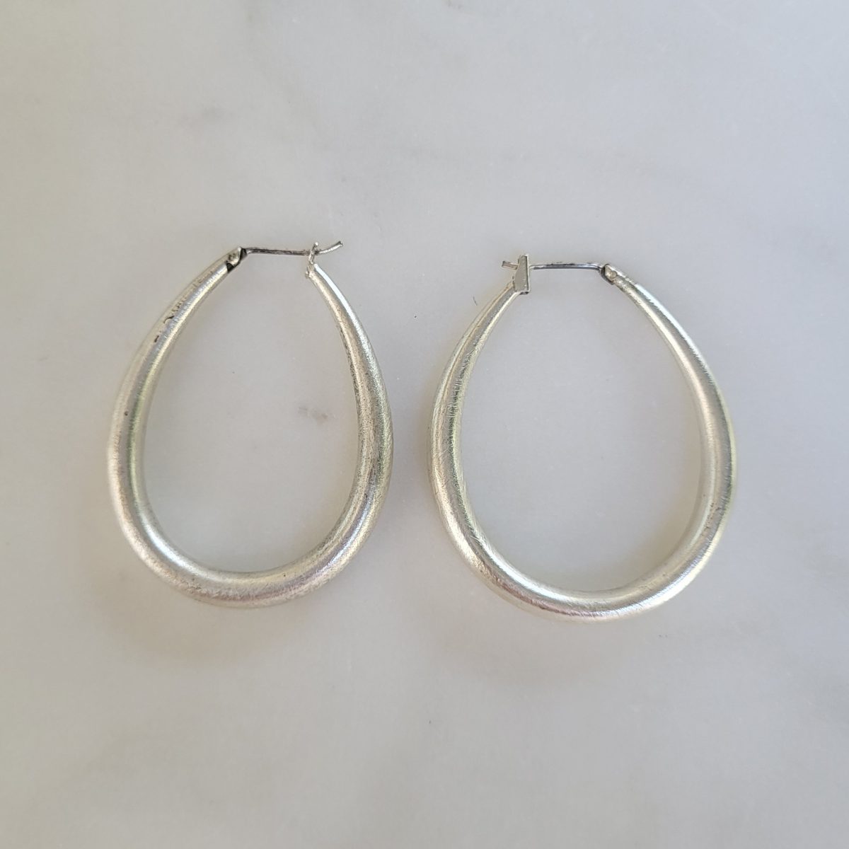 Large Silver Oval Hoops