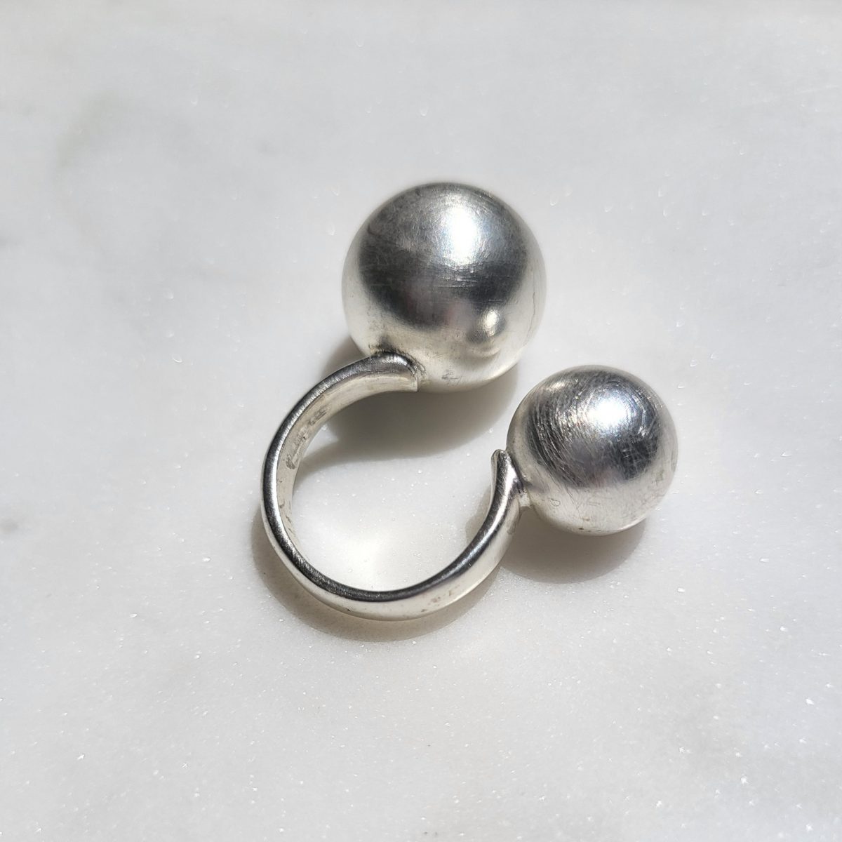 Silver Duo Beads Ring