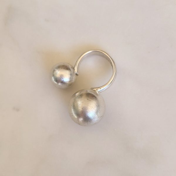 Silver Duo Beads Ring