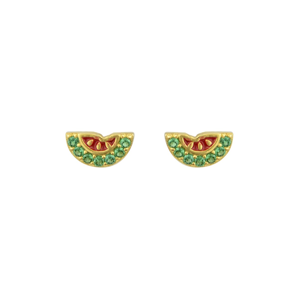 Tiny Watermelon Gold Earrings