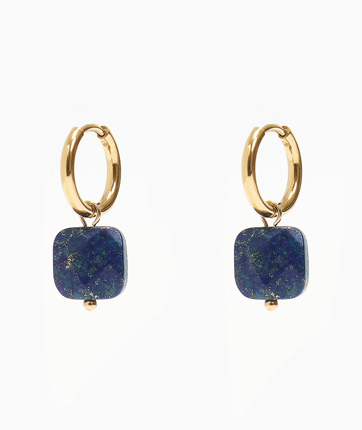 Blue Square Stone Hoop Earrings By TFD