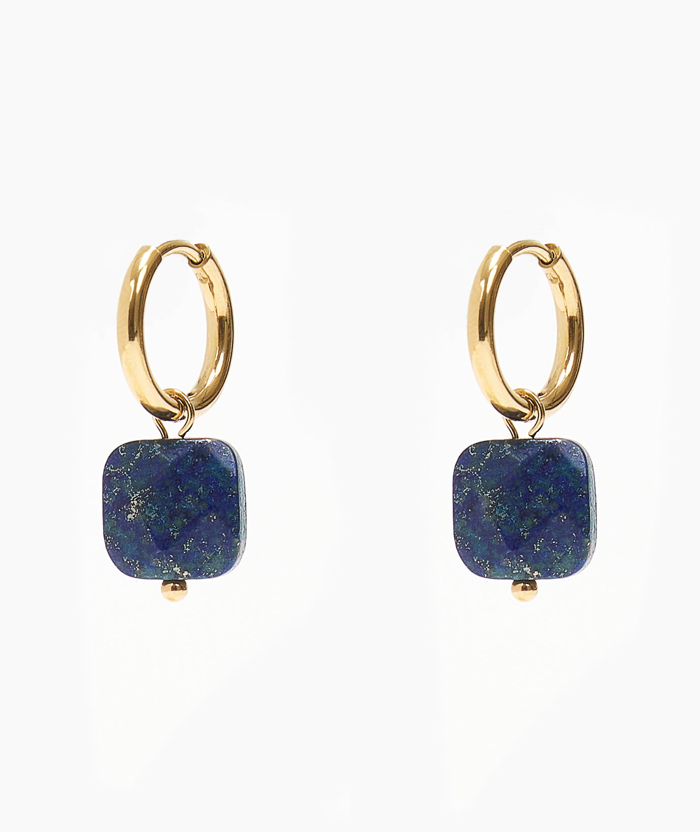 Blue Square Stone Hoop Earrings By TFD