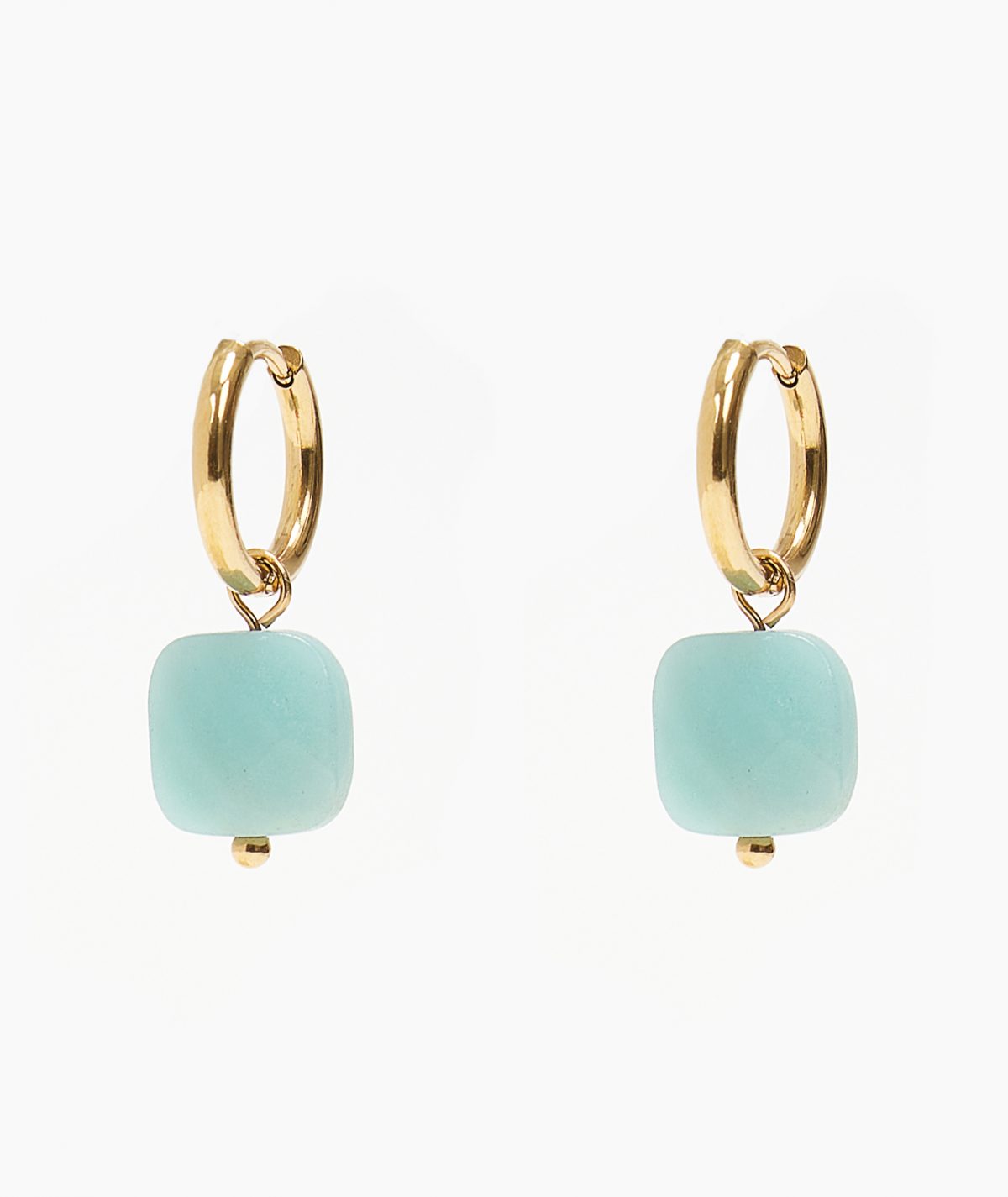 Blue Square Stone Hoop Earrings By TFD