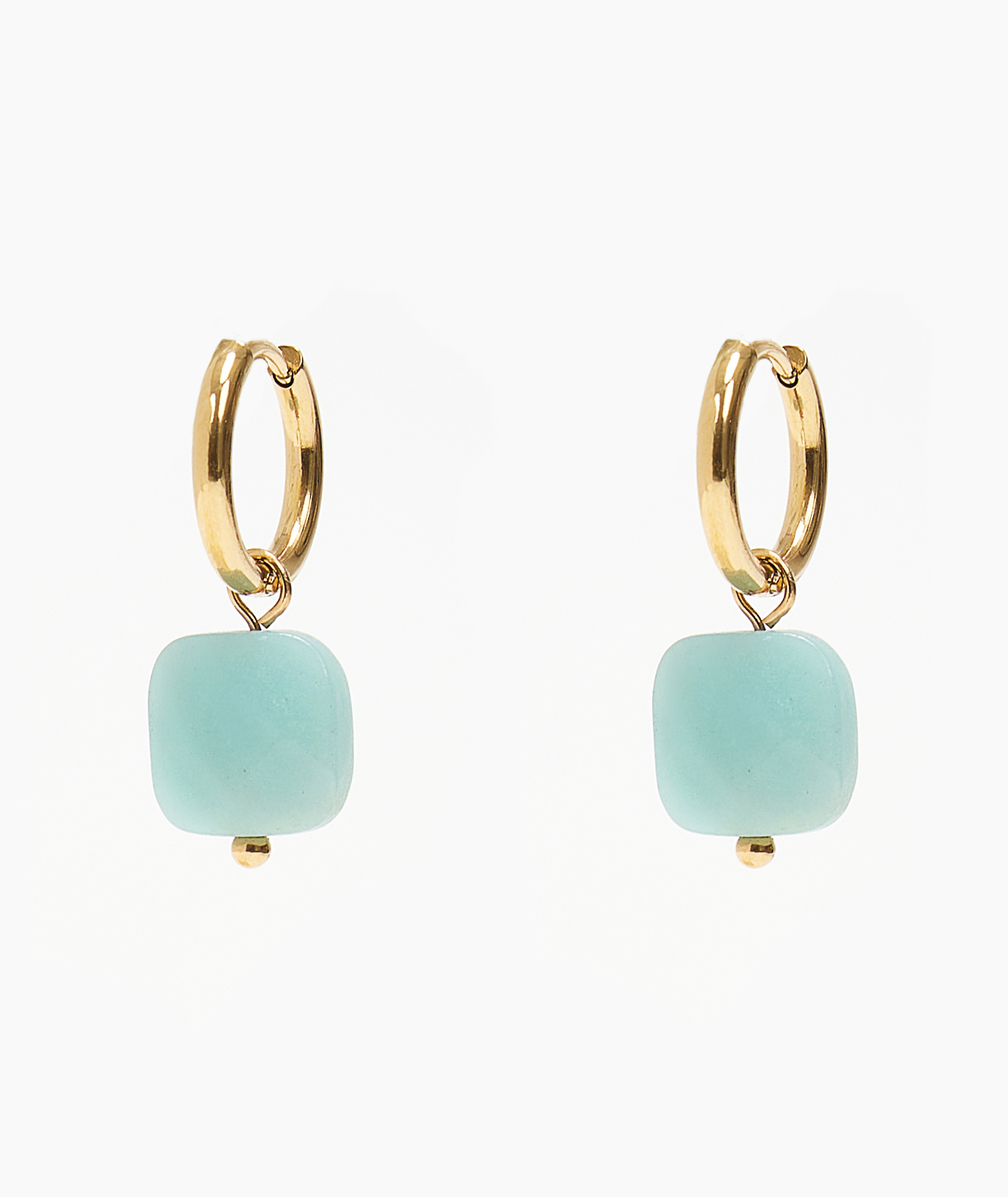 Blue Square Stone Hoop Earrings By TFD