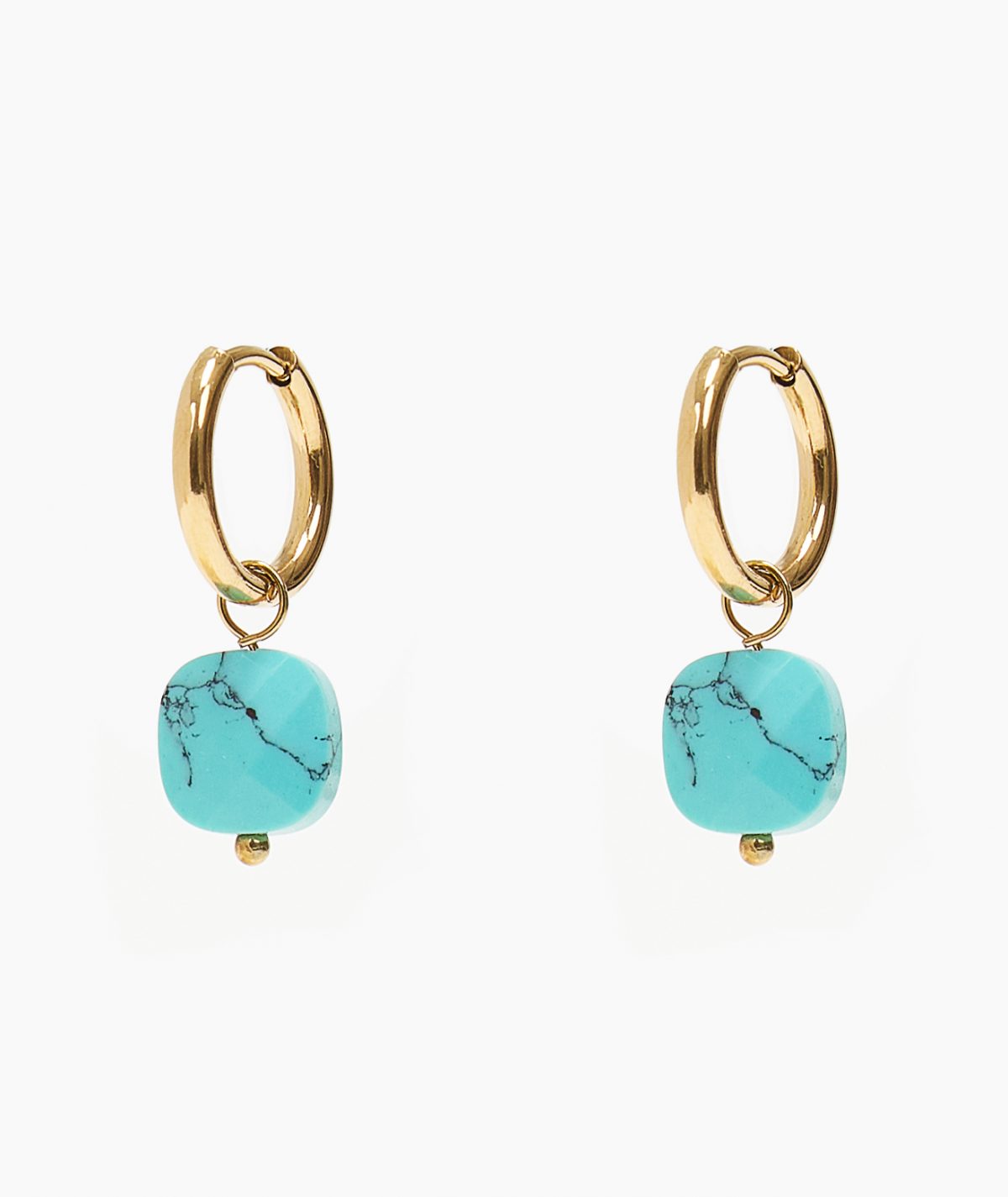 Blue Square Stone Hoop Earrings By TFD