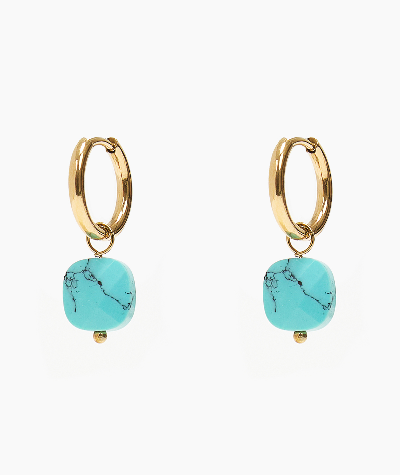 Blue Square Stone Hoop Earrings By TFD